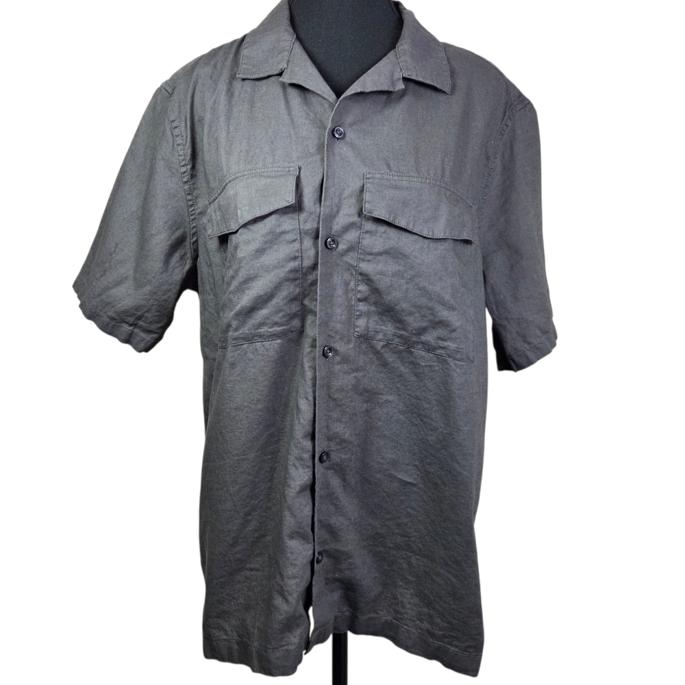 GAP Charcoal Men's Linen Short Sleeve Shirt Size Med